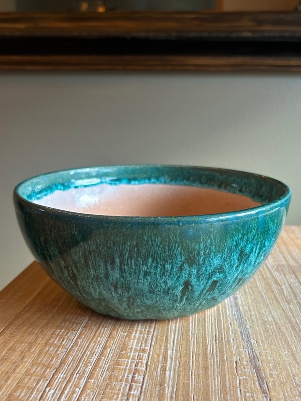 Mexican Terra-cotta Drip Glaze Pottery Floral Planter/Bowl
